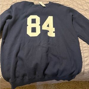 Navy Blue John Galt Sweater with Number Print